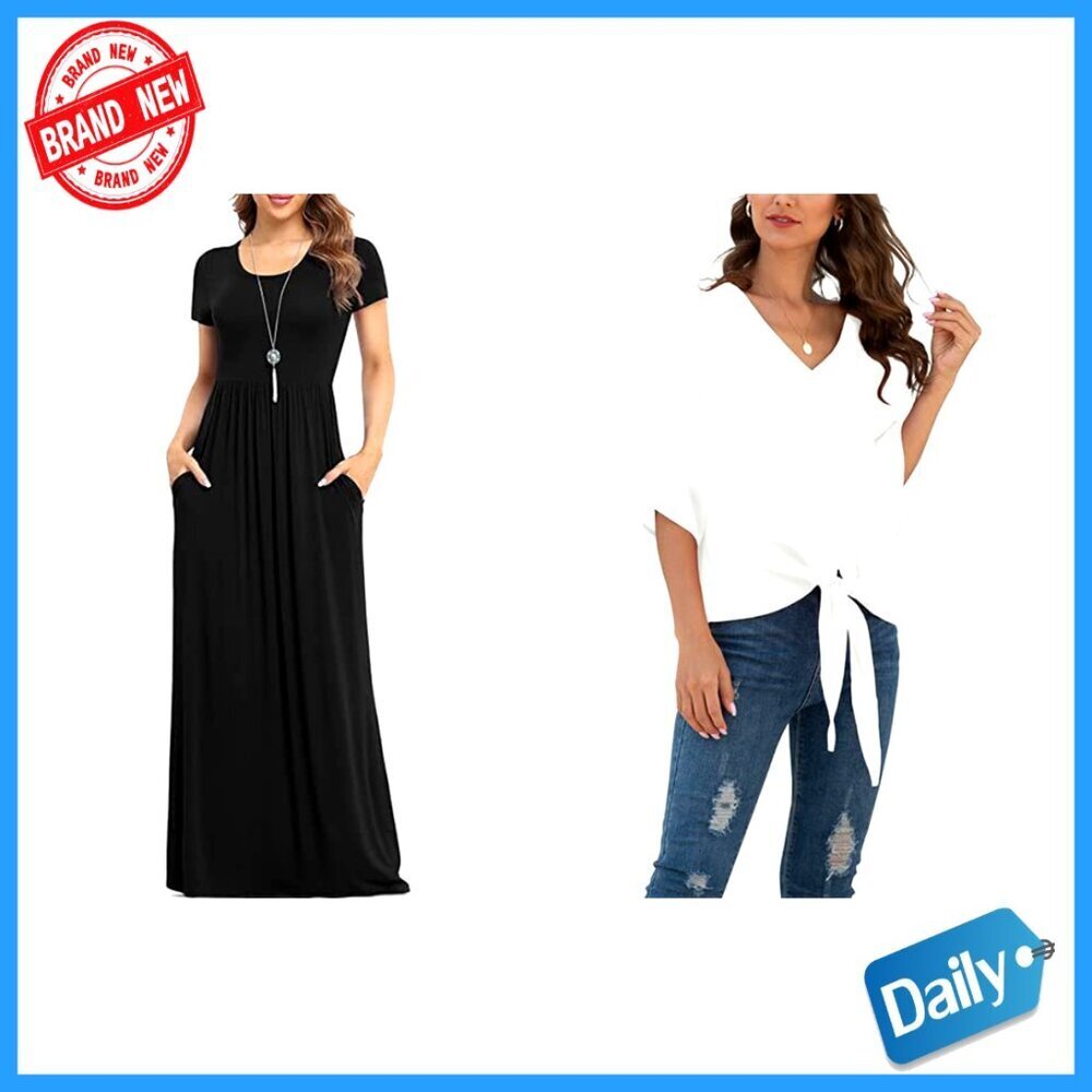 X-Large Chiffon Blouse & Maxi Dress Set, V-Neck Tie Front, Lightweight